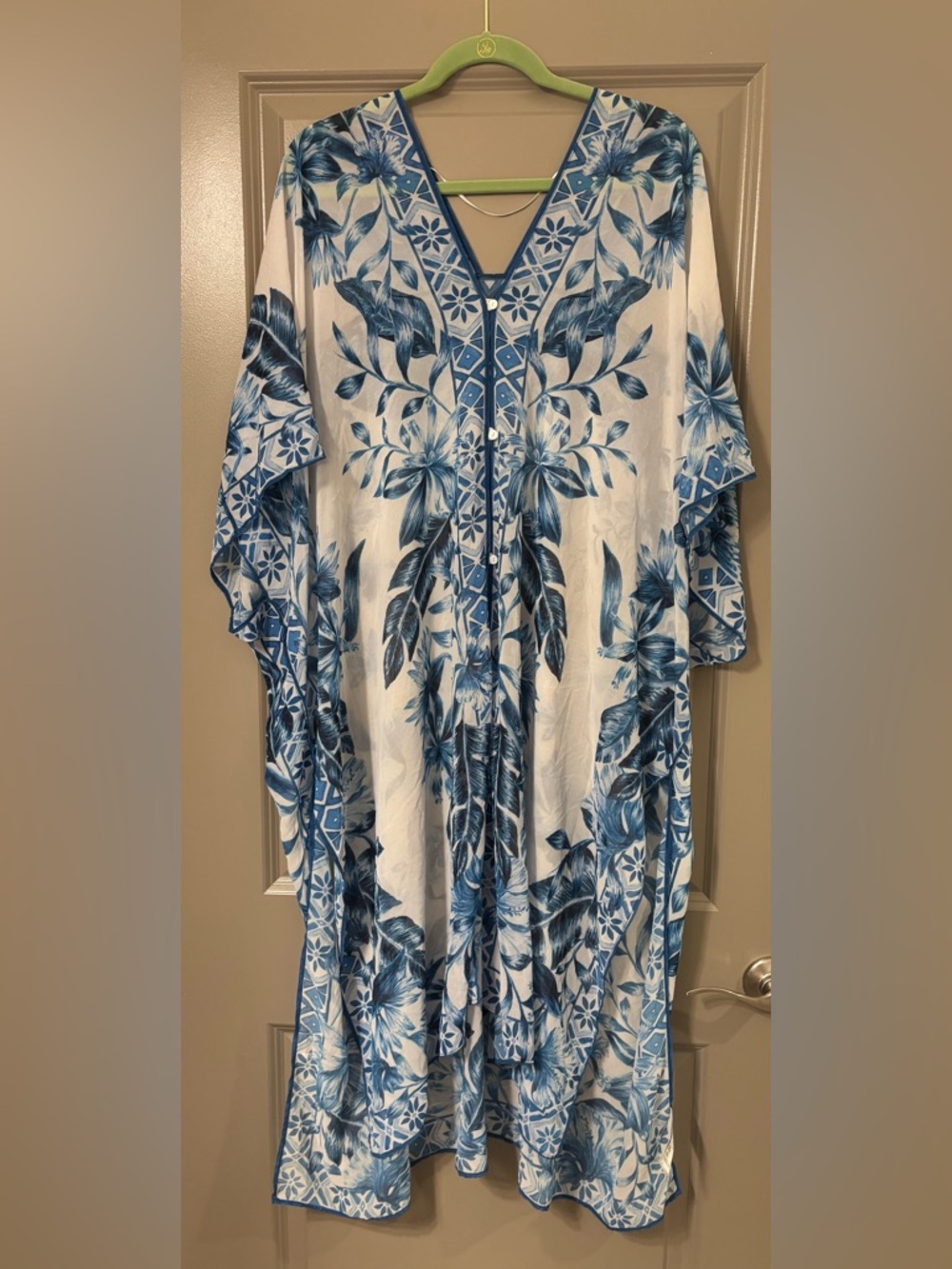 H&M Blue and White Floral Kaftan